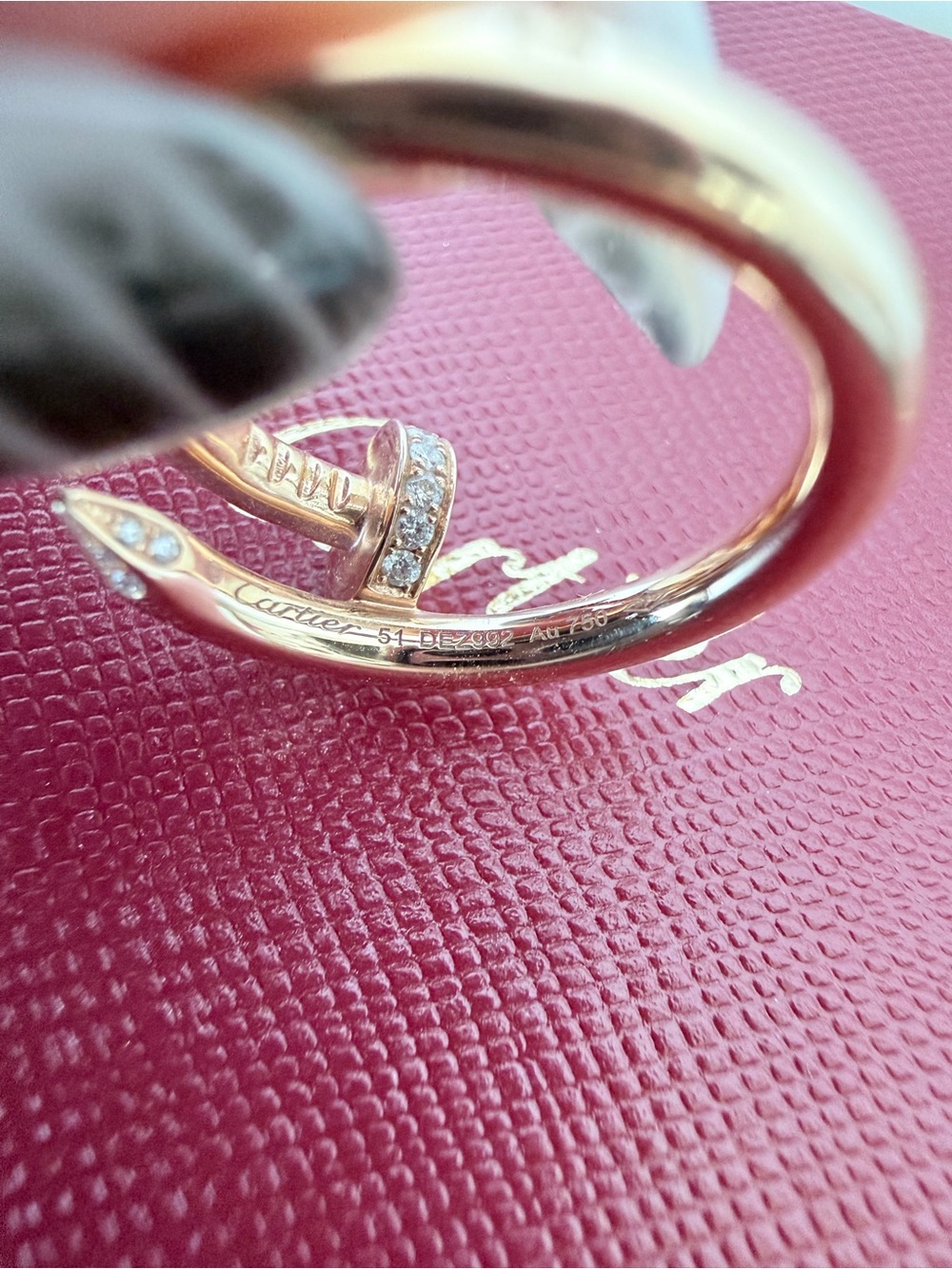 Cartier Juste un Clou 18K Rose Gold Diamond Pavé Nail Ring Classic Model Sz 51 - Picture 7 of 7